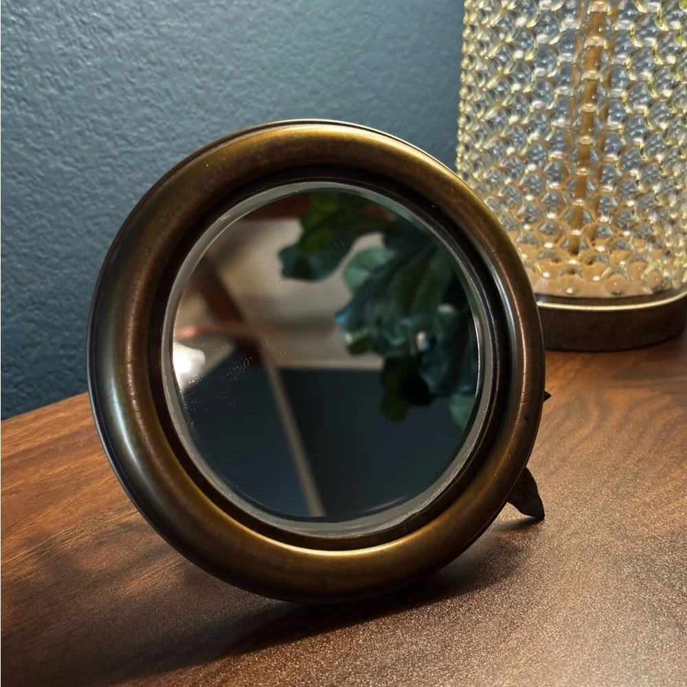 Anthropologie Tabletop Beveled Mirror w/Bronze details